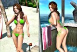Perfect oiled ass bikini babe at the beach