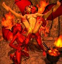Fetish porn scene with devil in hell