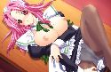 Pink haired hentai house keeper shows breast